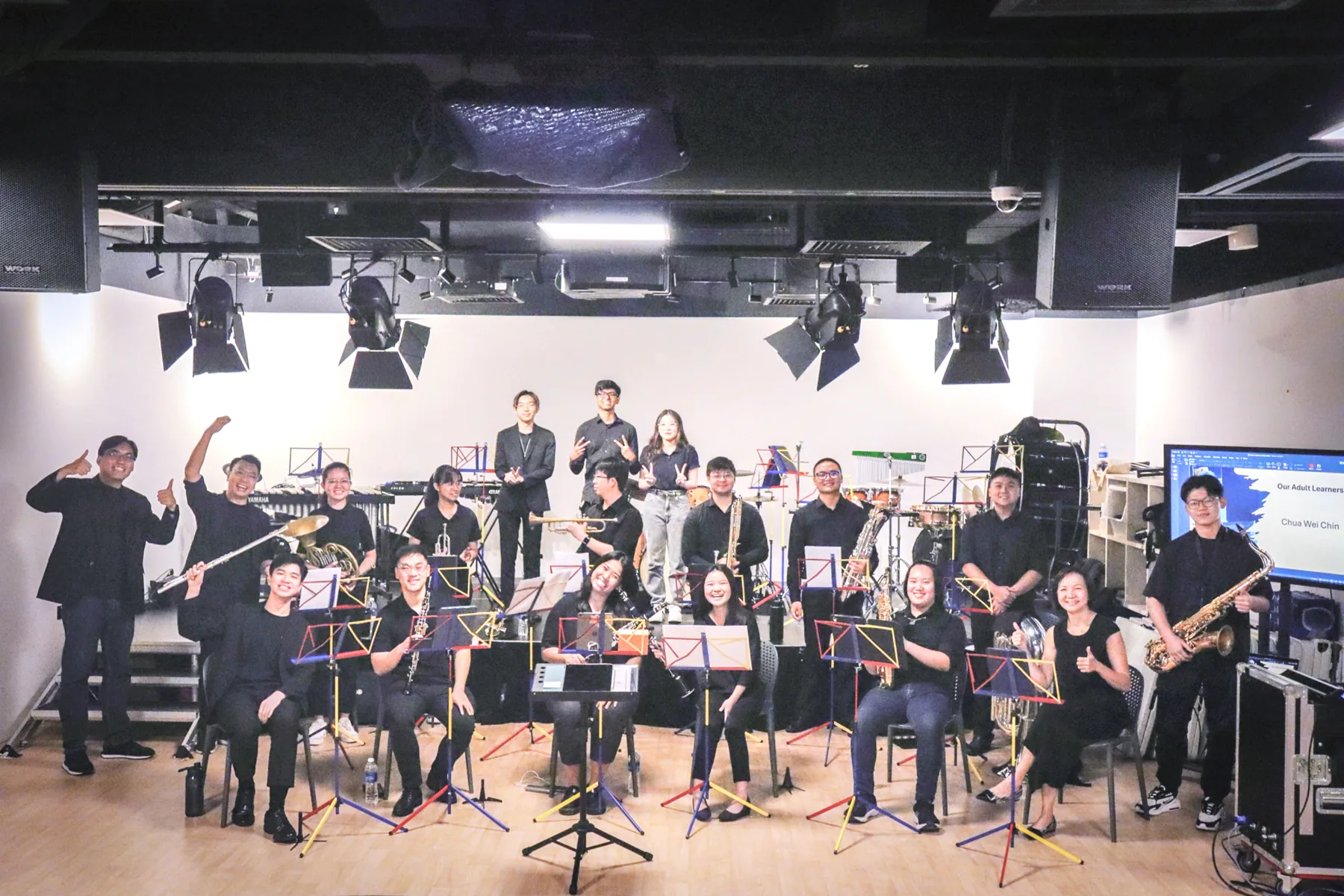 The Wind Academia band on stage after a performance
