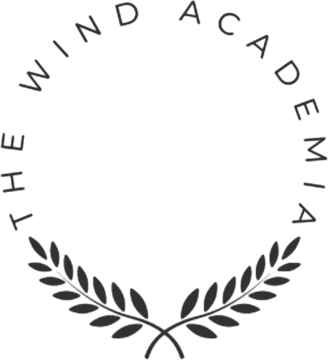 The circle of words and laurels from The Wind Academia logo